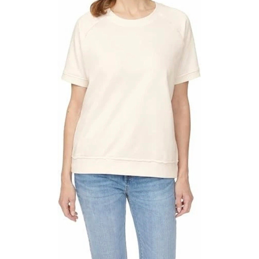 Buffalo David Bitton Womens Cream Super Soft Terry Top Short Sleeve •L• Layering